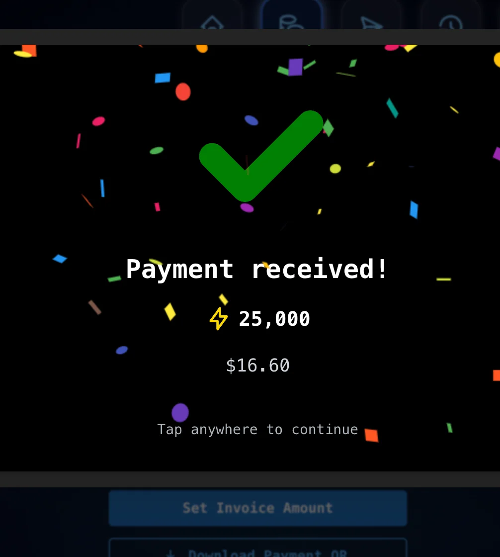Merchant wallet shows payment received