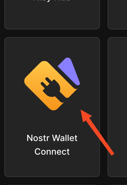 Click 'Nostr Wallet Connect'