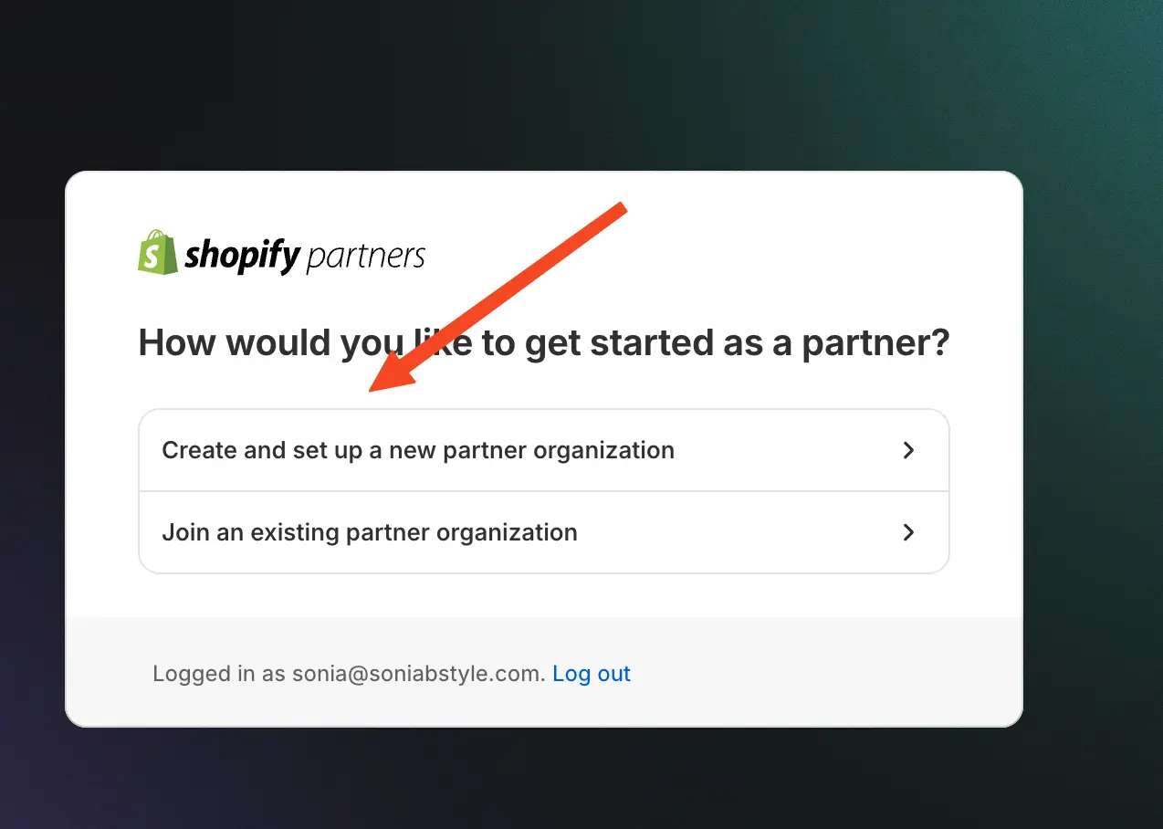 click "Create and set up new partner organization"