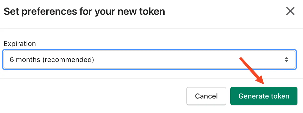 Click "Generate token" to confirm and create the CLI token