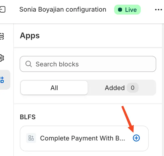 Click the plus symbol to add the BLFS app