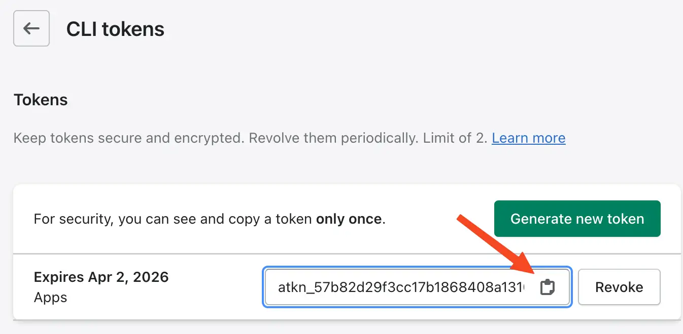 Copy the CLI token and save it securely - you will need this for deployment