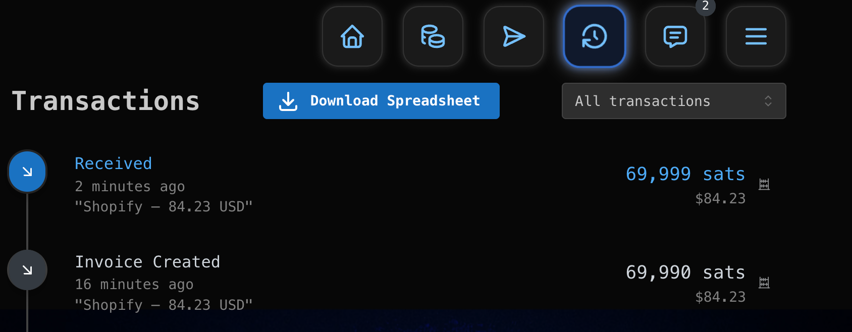Verify in Rizfuil or other Lightning wallet - orders are reflected here