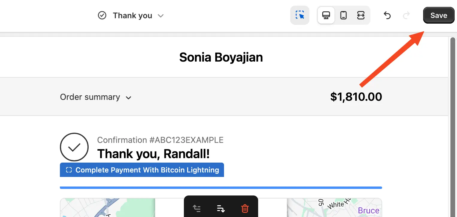Click the "Save" button in the top right to save your checkout configuration