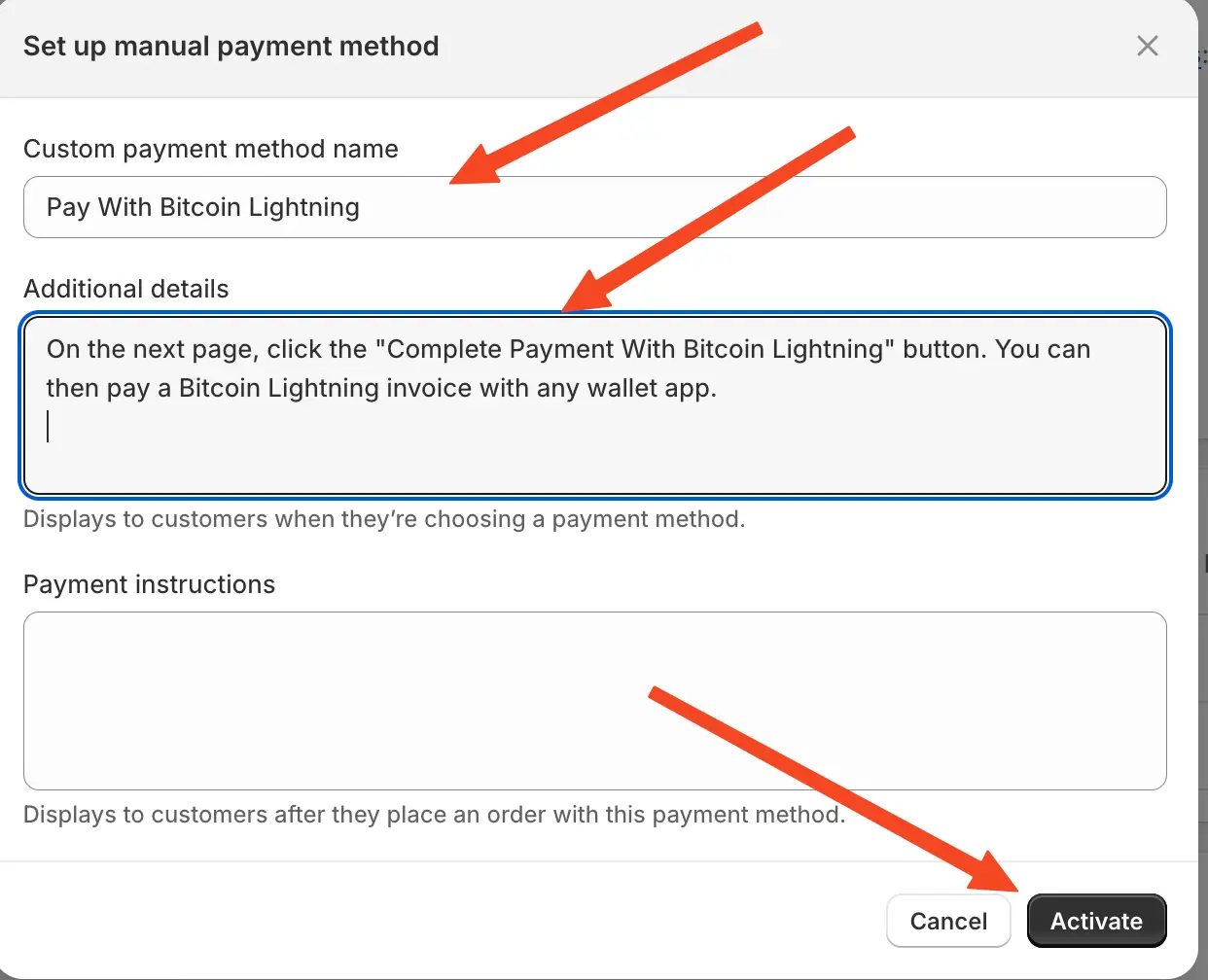 Add custom text for the button and directions for the purchaser