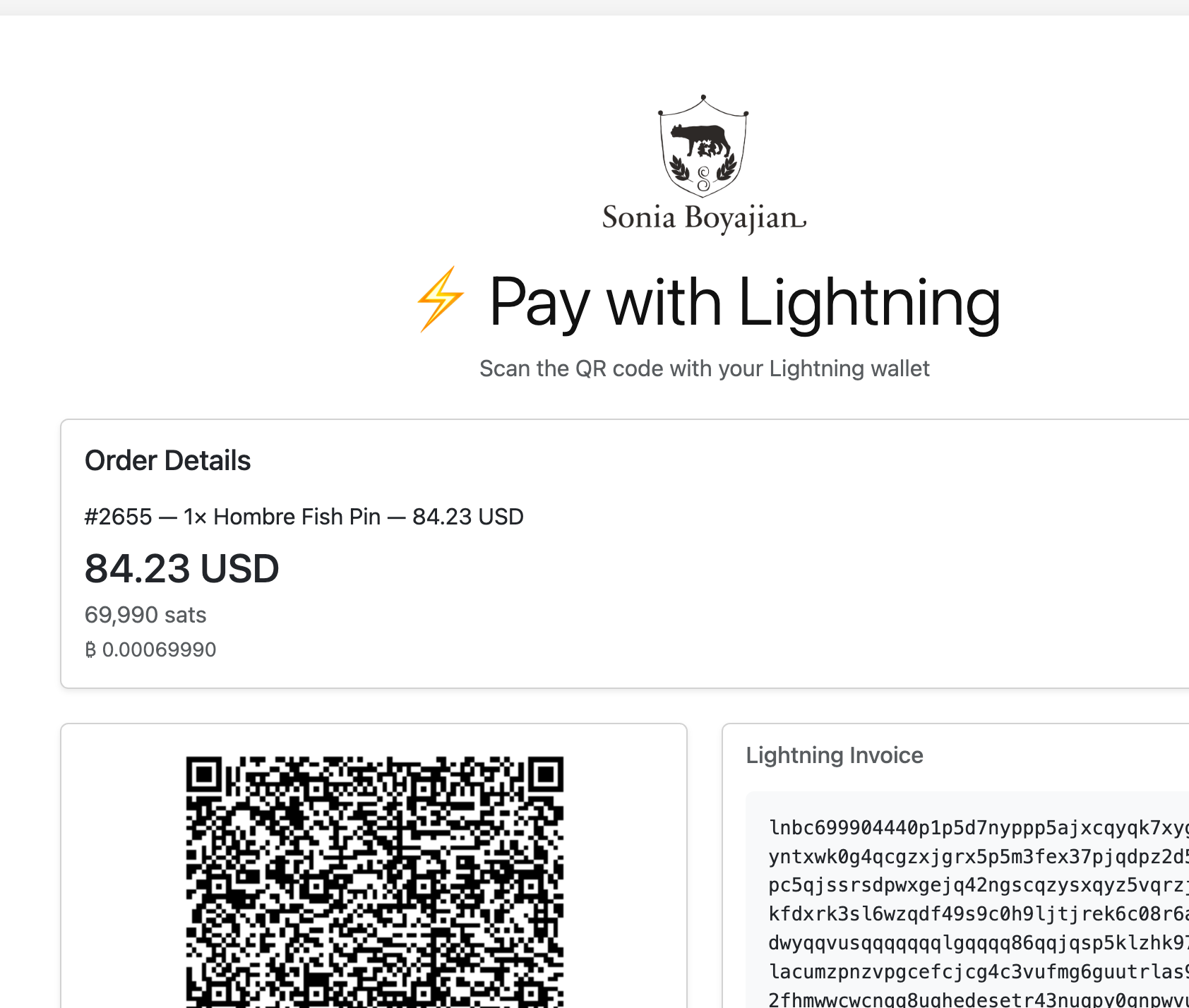 Pay the Lightning invoice