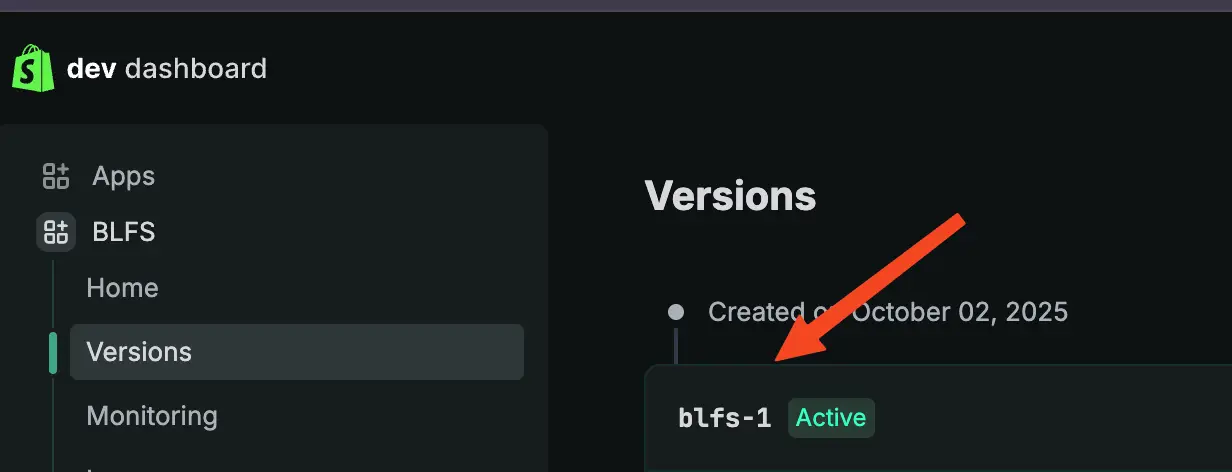 You should now see an active app version (blfs-1) marked as "Active"