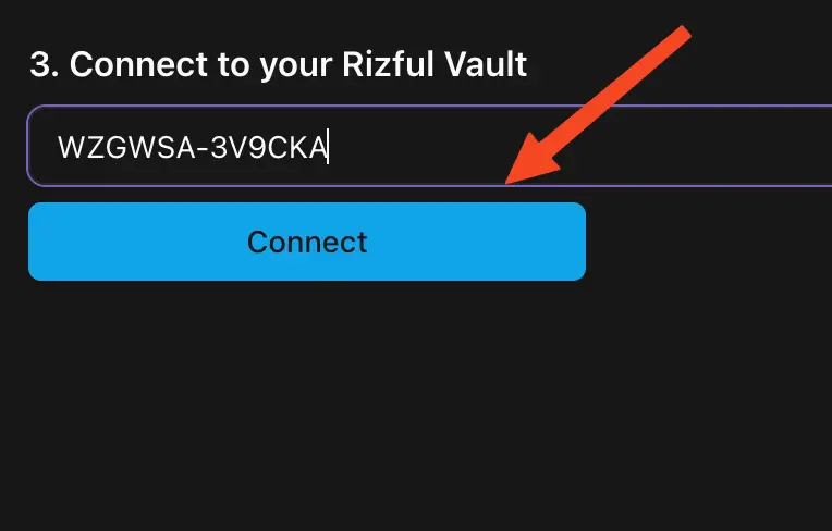 Paste the code and tap 'Connect'