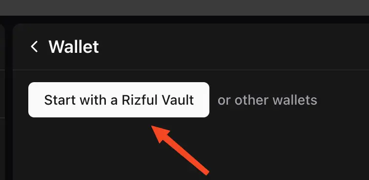 Tap 'Start with a Rizful Vault'