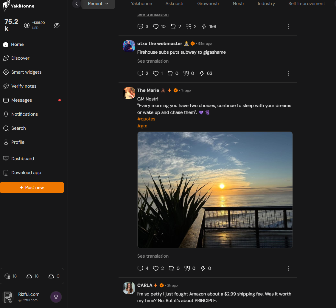 My Recent feed on Yakihonne. Trustworthy and non-shocking.