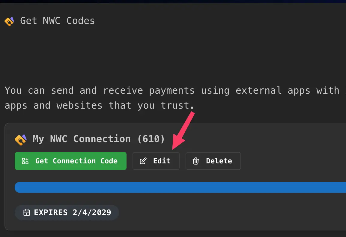 Tap 'Edit' to configure your connection