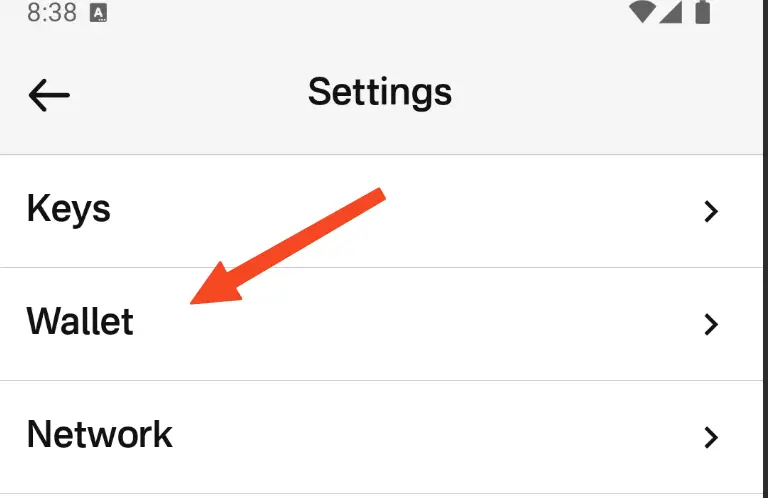 Open Primal’s settings and choose Wallet