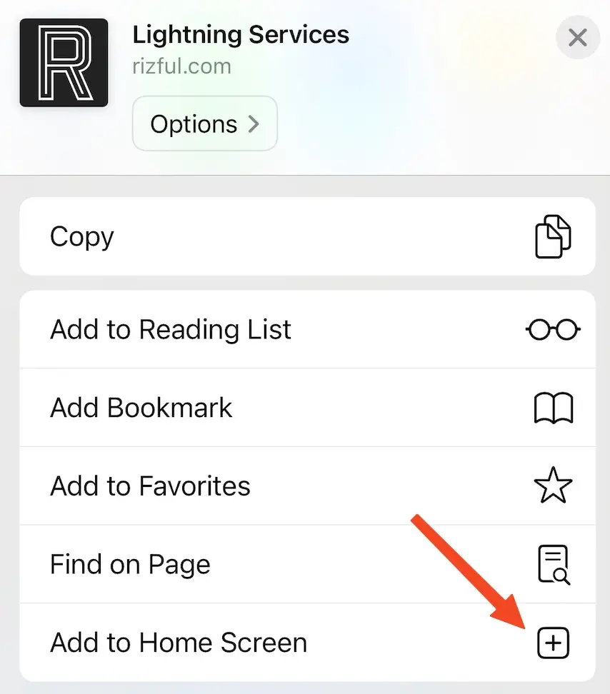 Click 'Add to Home Screen' button
