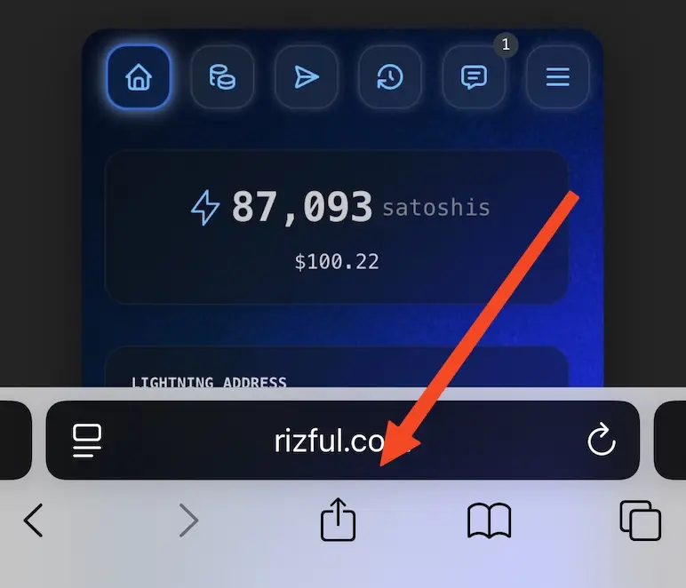 Click the share button