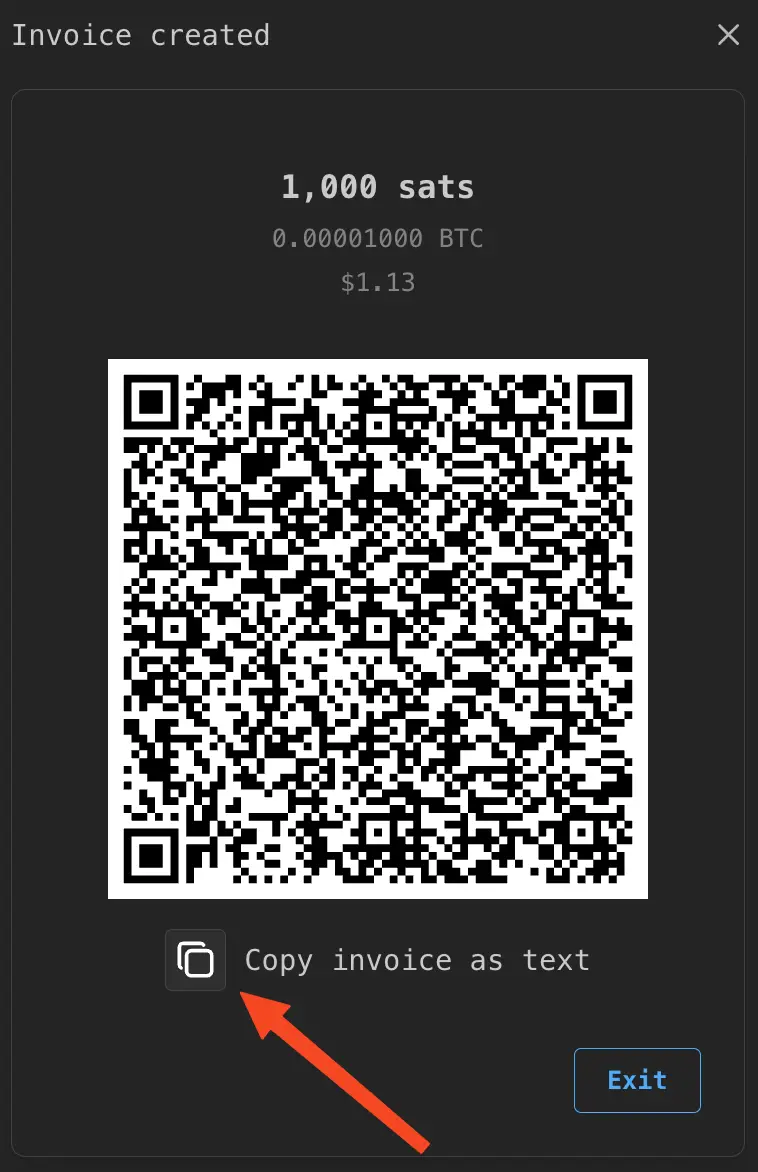 Copy the invoice text to your clipboard