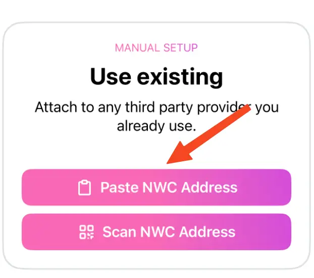 Tap 'Paste NWC Address' and paste your Rizful NWC string
