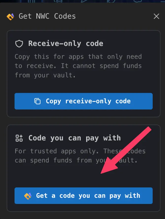 Click 'Get a code you can pay with'
