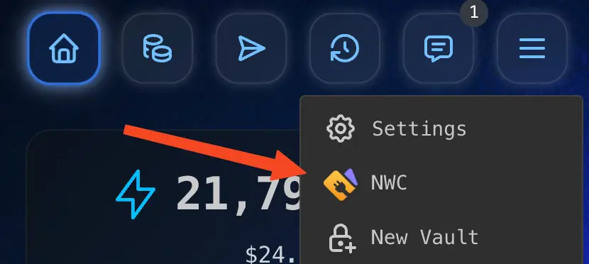 Choose 'NWC' from the menu