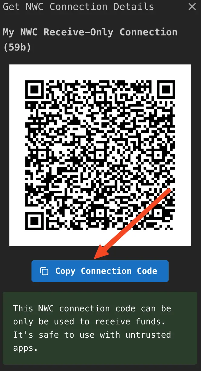 Copy the NWC connection code