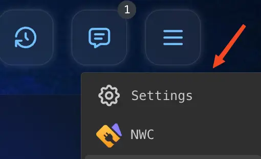 Open settings in Rizful