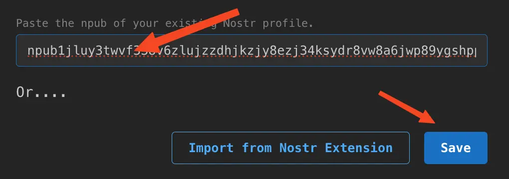 Paste your public key from YakiHonne into Rizful