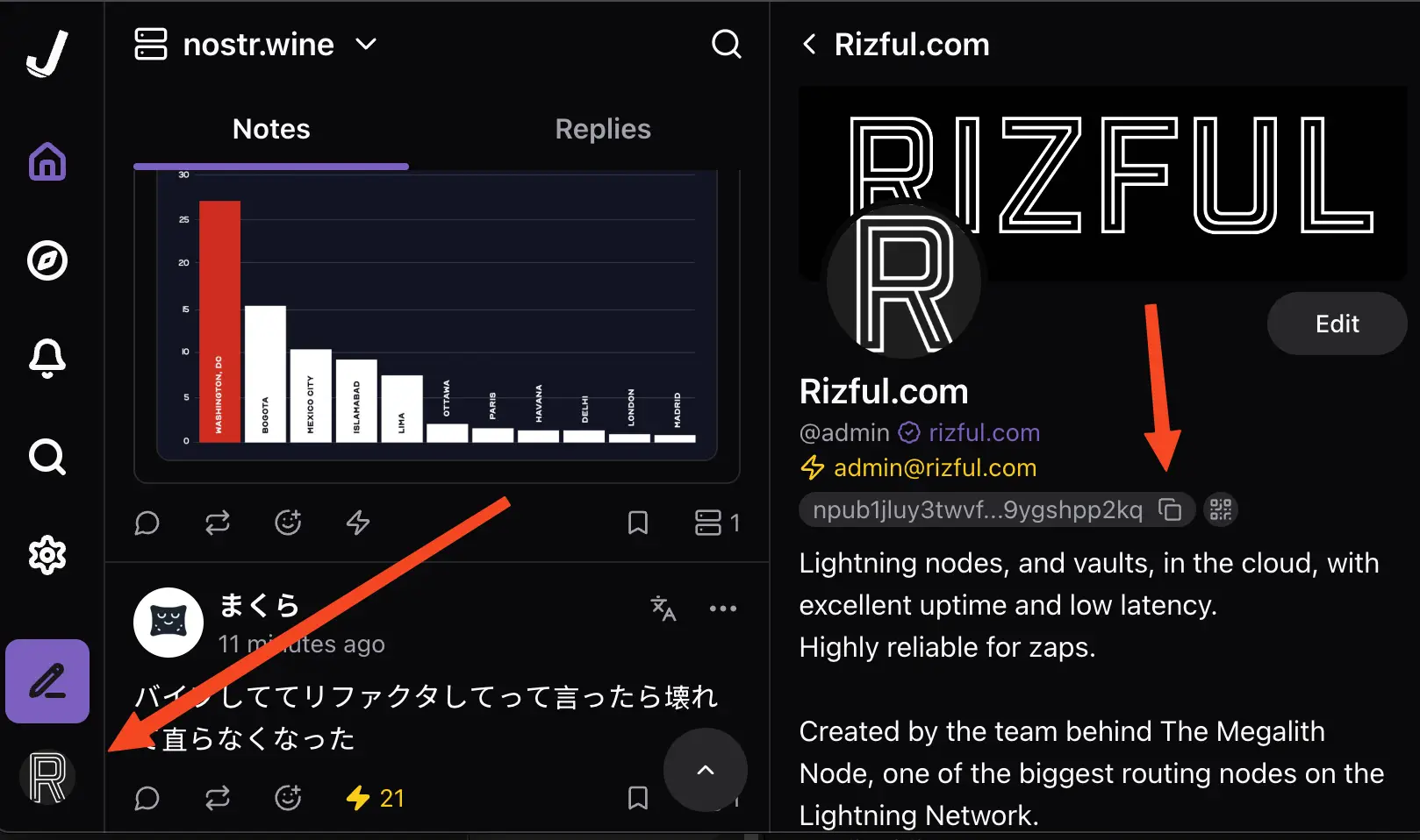 Copy your Nostr public key from your profile