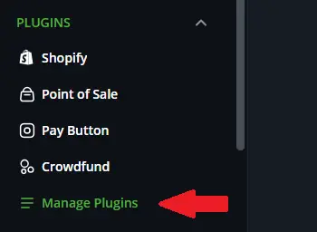 In BTCPay server, click 'Manage Plugins'