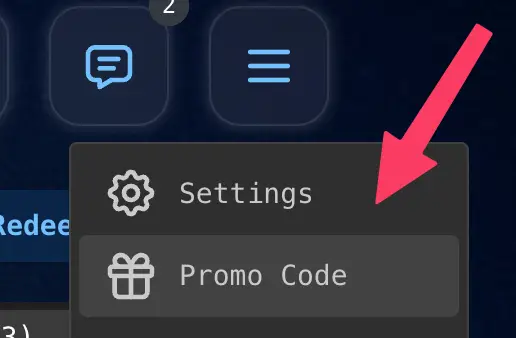 Open Promo Code to redeem a gift card.
