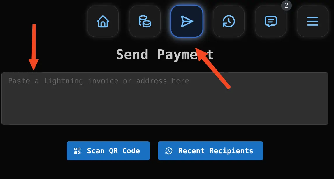 Click the send button and paste the invoice text