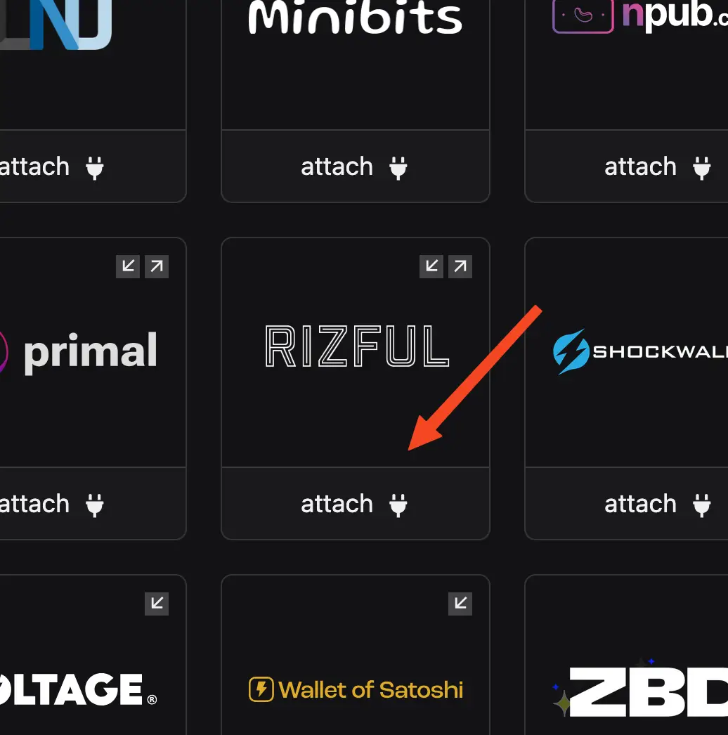 Click the 'attach' button to add a new wallet