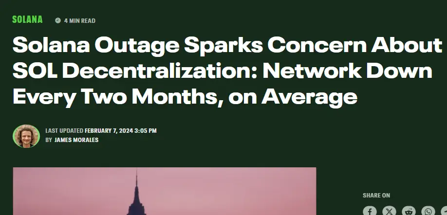 Solana goes down a lot