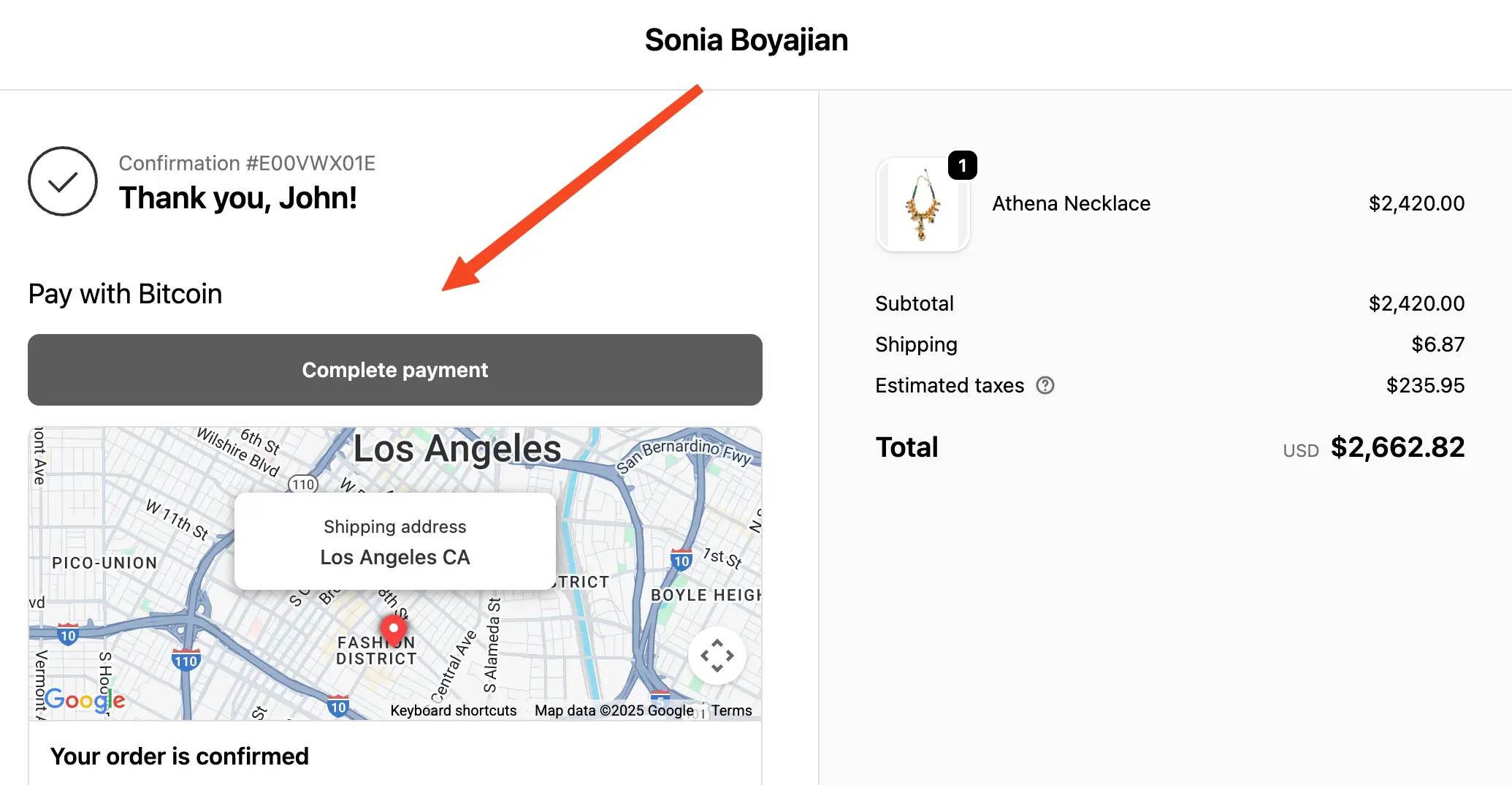 Click the 'Complete Payment' button