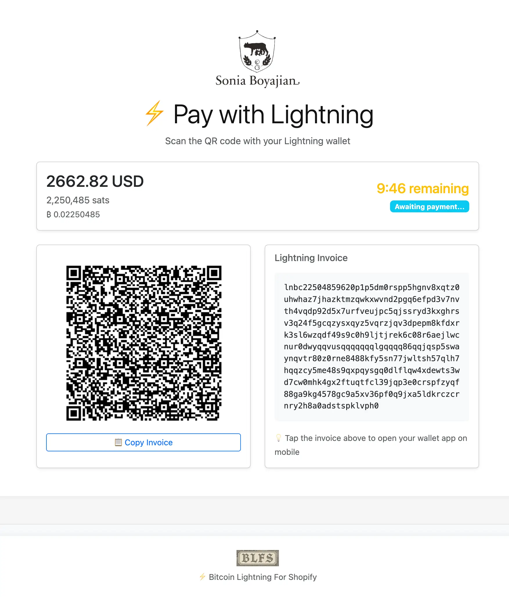 Pay a Lightning invoice