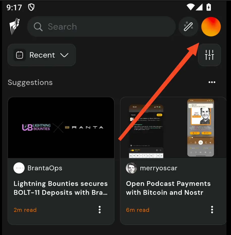 Tap 'Profile' from the main menu