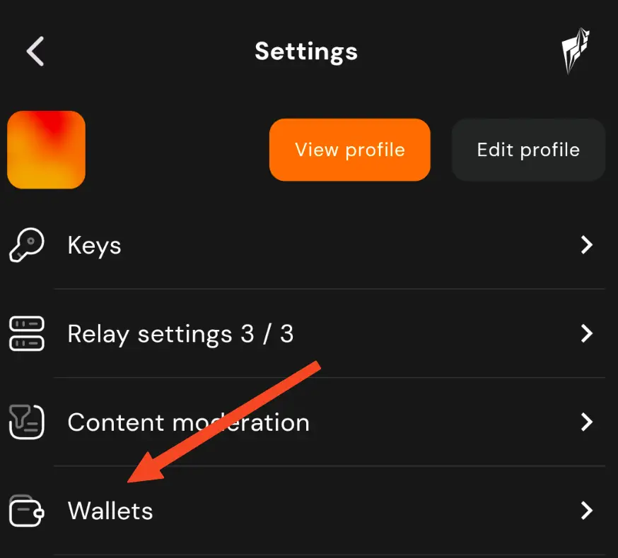 In Settings, tap 'Wallets'